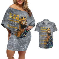 Black Man Africa Couples Matching Off Shoulder Short Dress and Hawaiian Shirt Naturally King - Wonder Print Shop