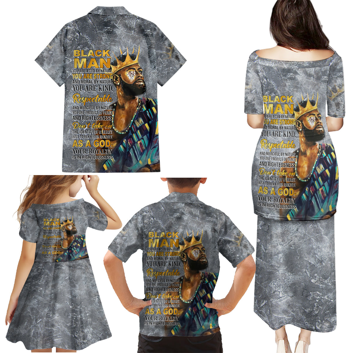 Black Man Africa Family Matching Puletasi and Hawaiian Shirt Naturally King - Wonder Print Shop