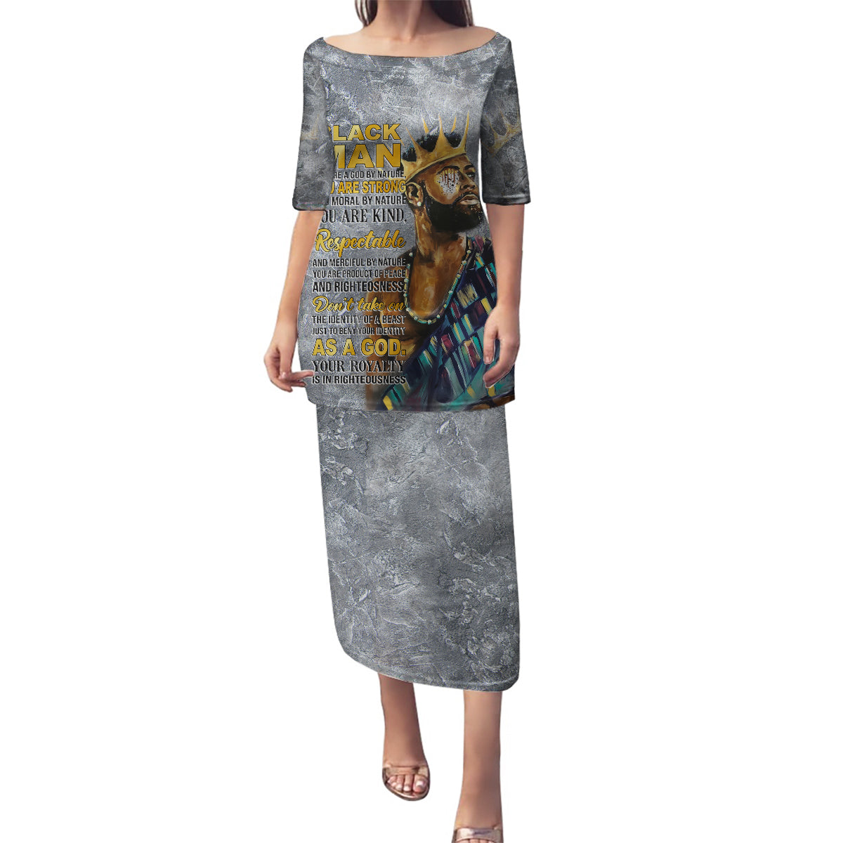 Black Man Africa Family Matching Puletasi and Hawaiian Shirt Naturally King - Wonder Print Shop