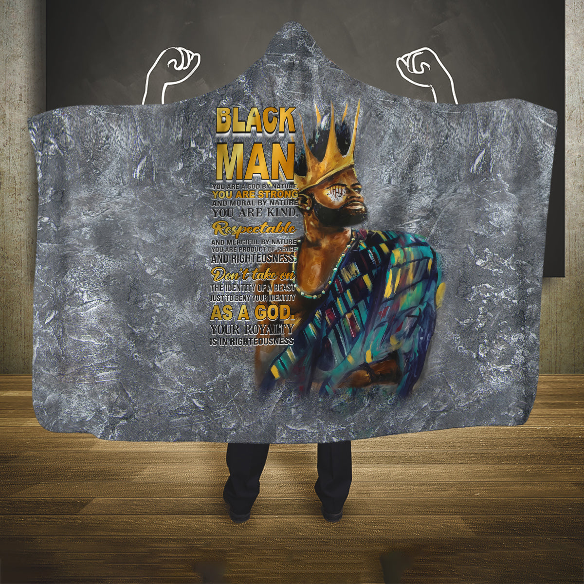Black Man Africa Hooded Blanket Naturally King