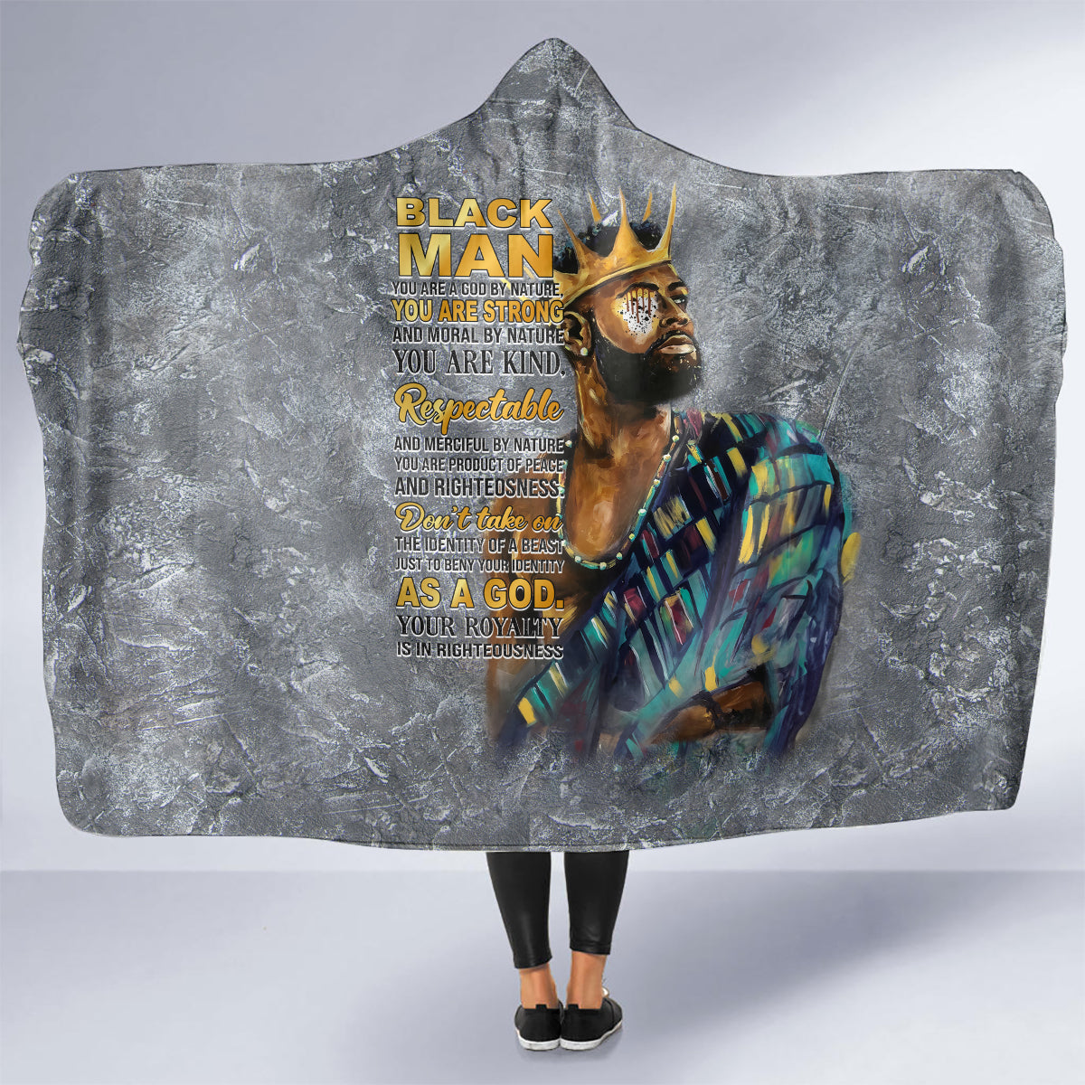Black Man Africa Hooded Blanket Naturally King