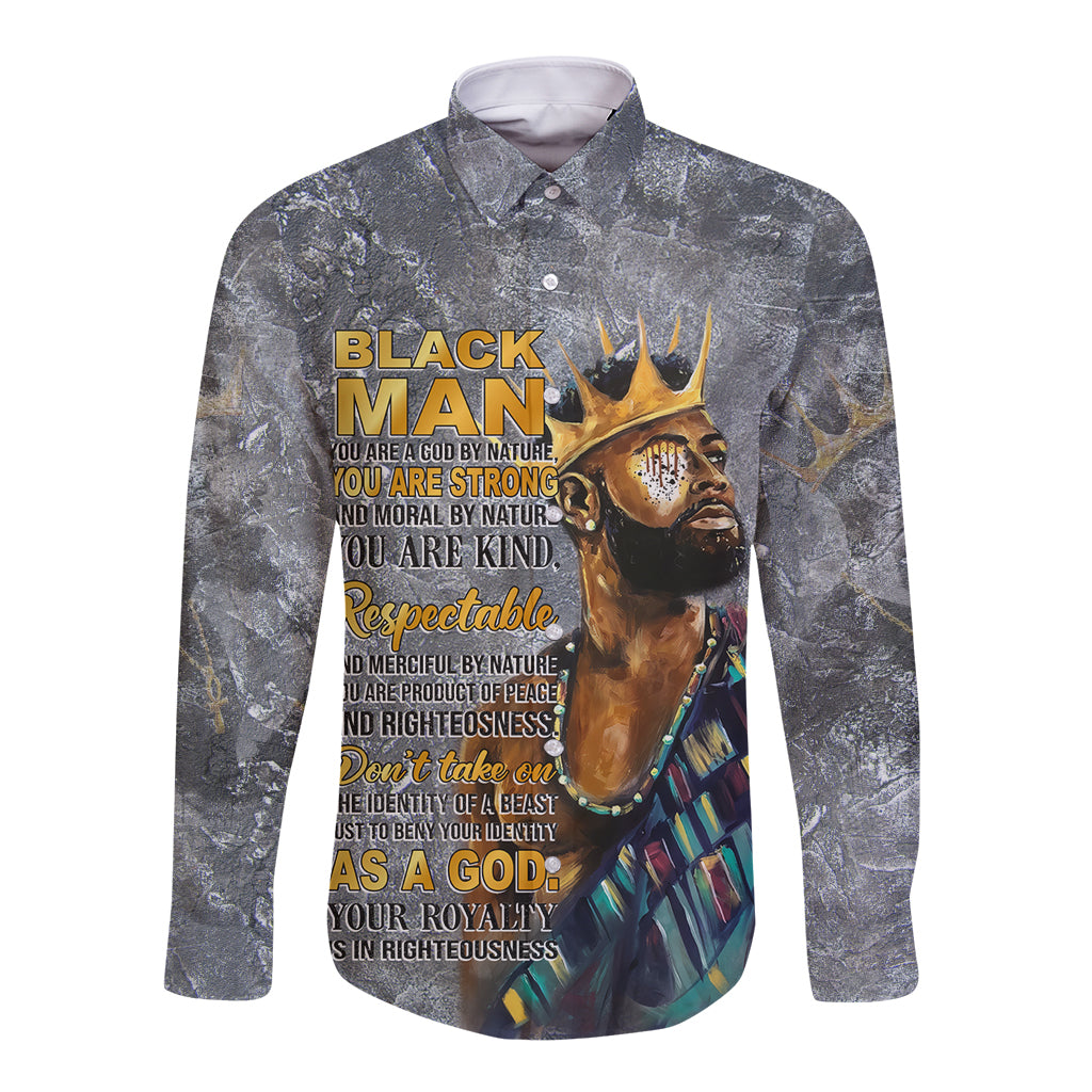 Black Man Africa Long Sleeve Button Shirt Naturally King - Wonder Print Shop