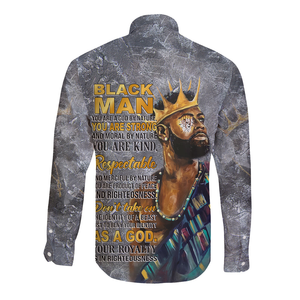 Black Man Africa Long Sleeve Button Shirt Naturally King - Wonder Print Shop