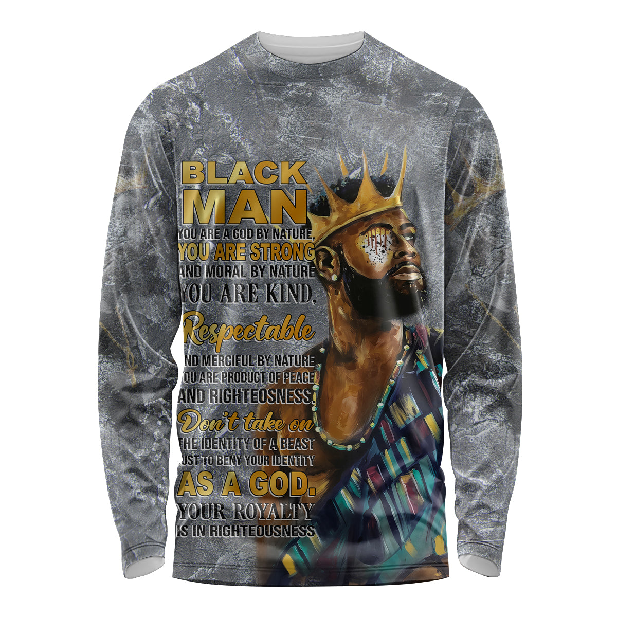 Black Man Africa Long Sleeve Shirt Naturally King - Wonder Print Shop