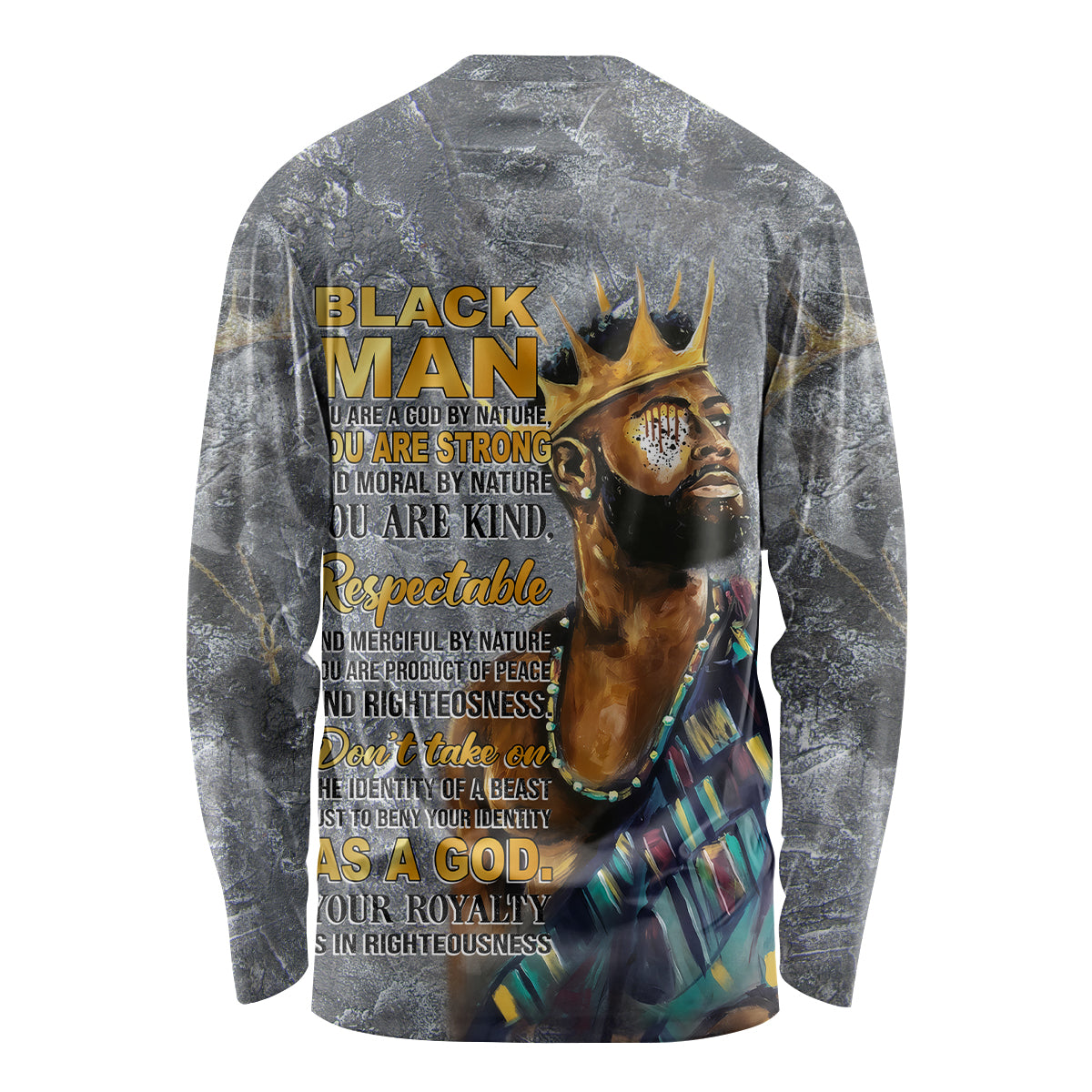 Black Man Africa Long Sleeve Shirt Naturally King - Wonder Print Shop
