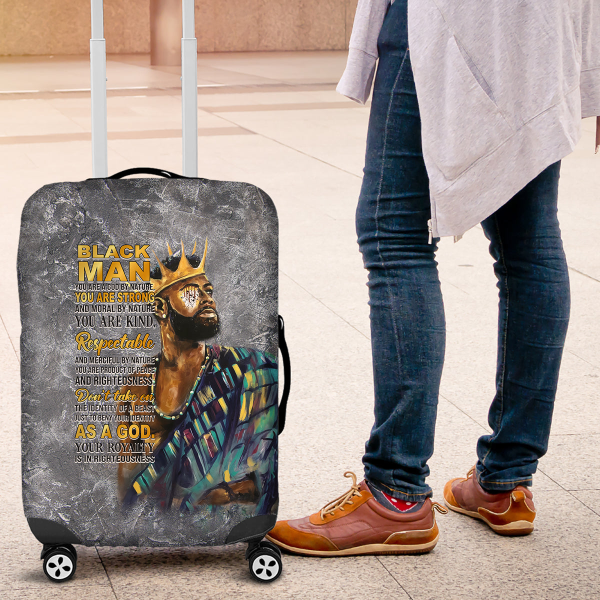 Black Man Africa Luggage Cover Naturally King - Wonder Print Shop