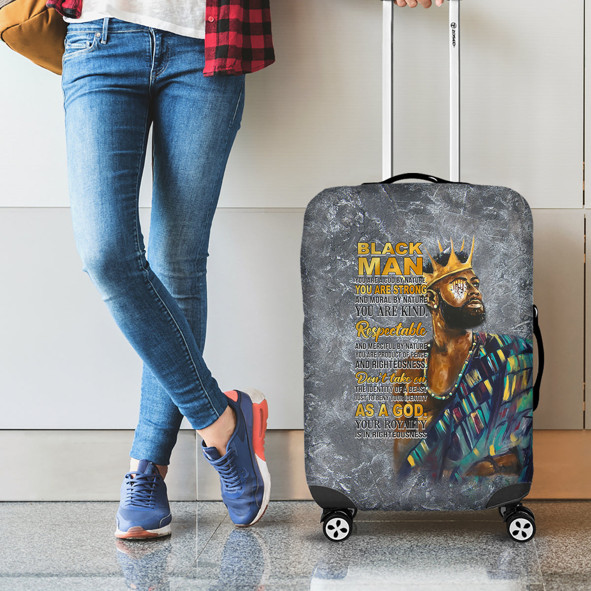 Black Man Africa Luggage Cover Naturally King - Wonder Print Shop