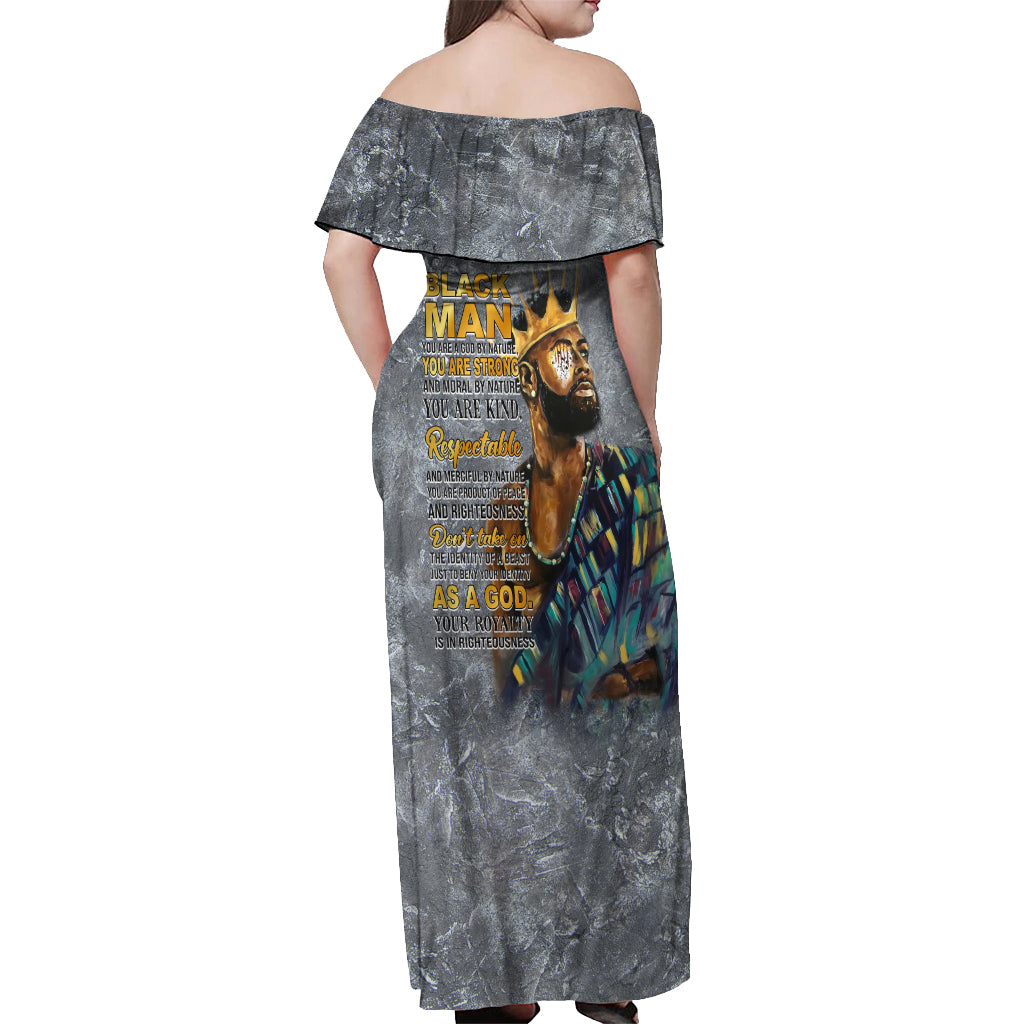 Black Man Africa Off Shoulder Maxi Dress Naturally King - Wonder Print Shop