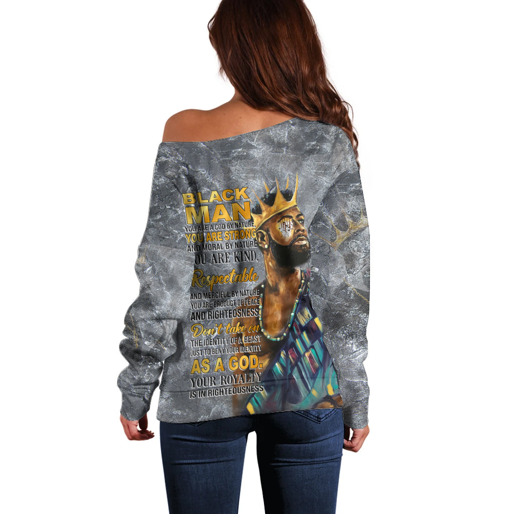 Black Man Africa Off Shoulder Sweater Naturally King - Wonder Print Shop