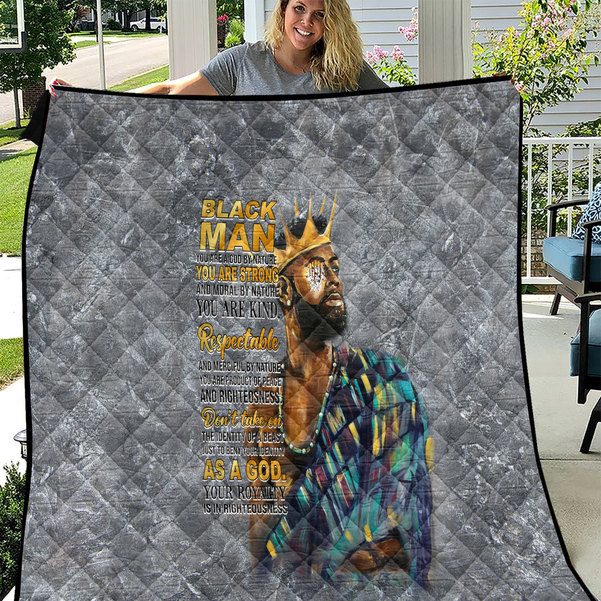Black Man Africa Quilt Naturally King - Wonder Print Shop
