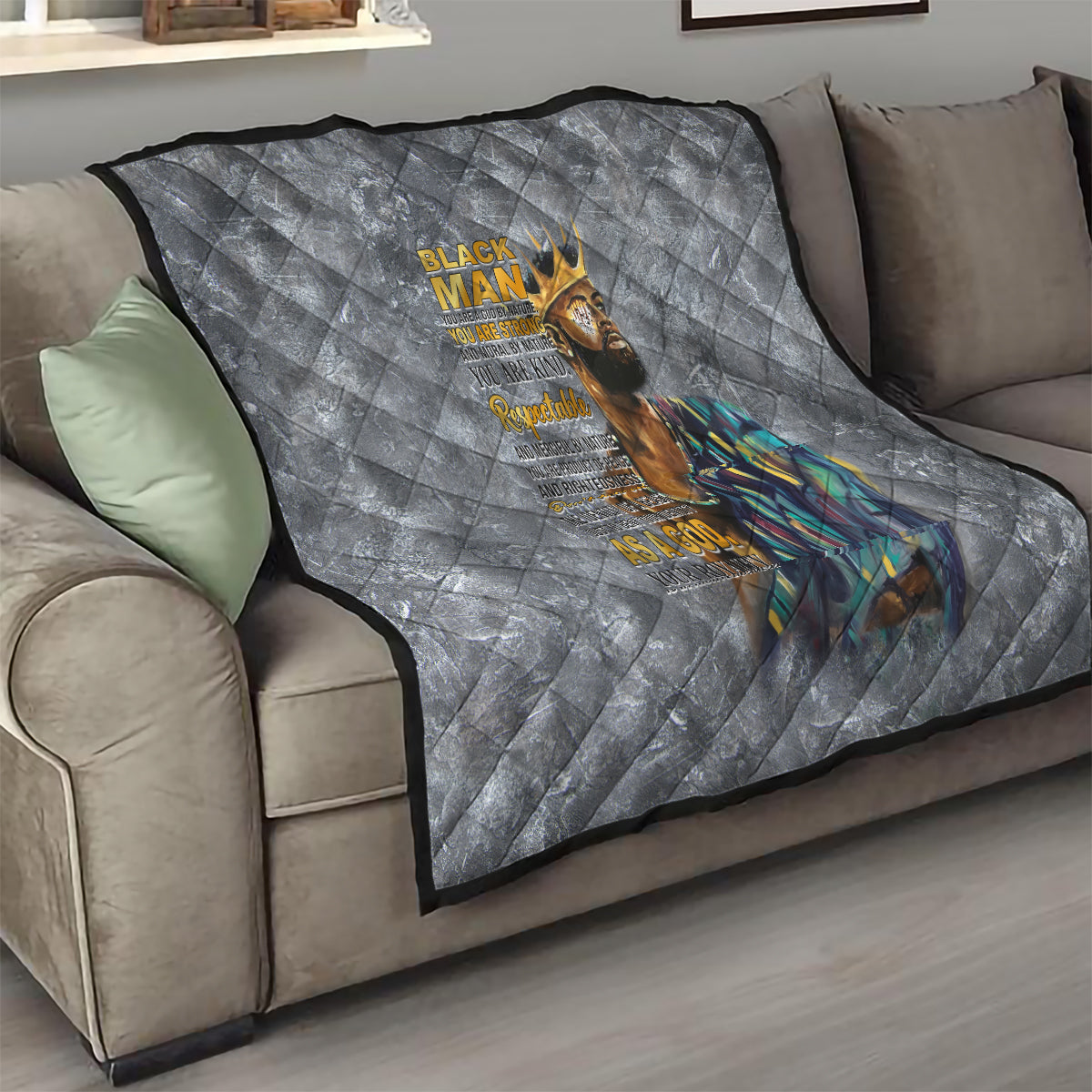 Black Man Africa Quilt Naturally King - Wonder Print Shop