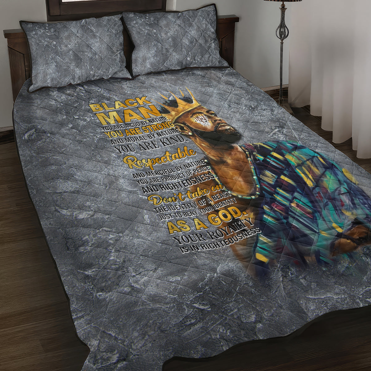 Black Man Africa Quilt Bed Set Naturally King - Wonder Print Shop