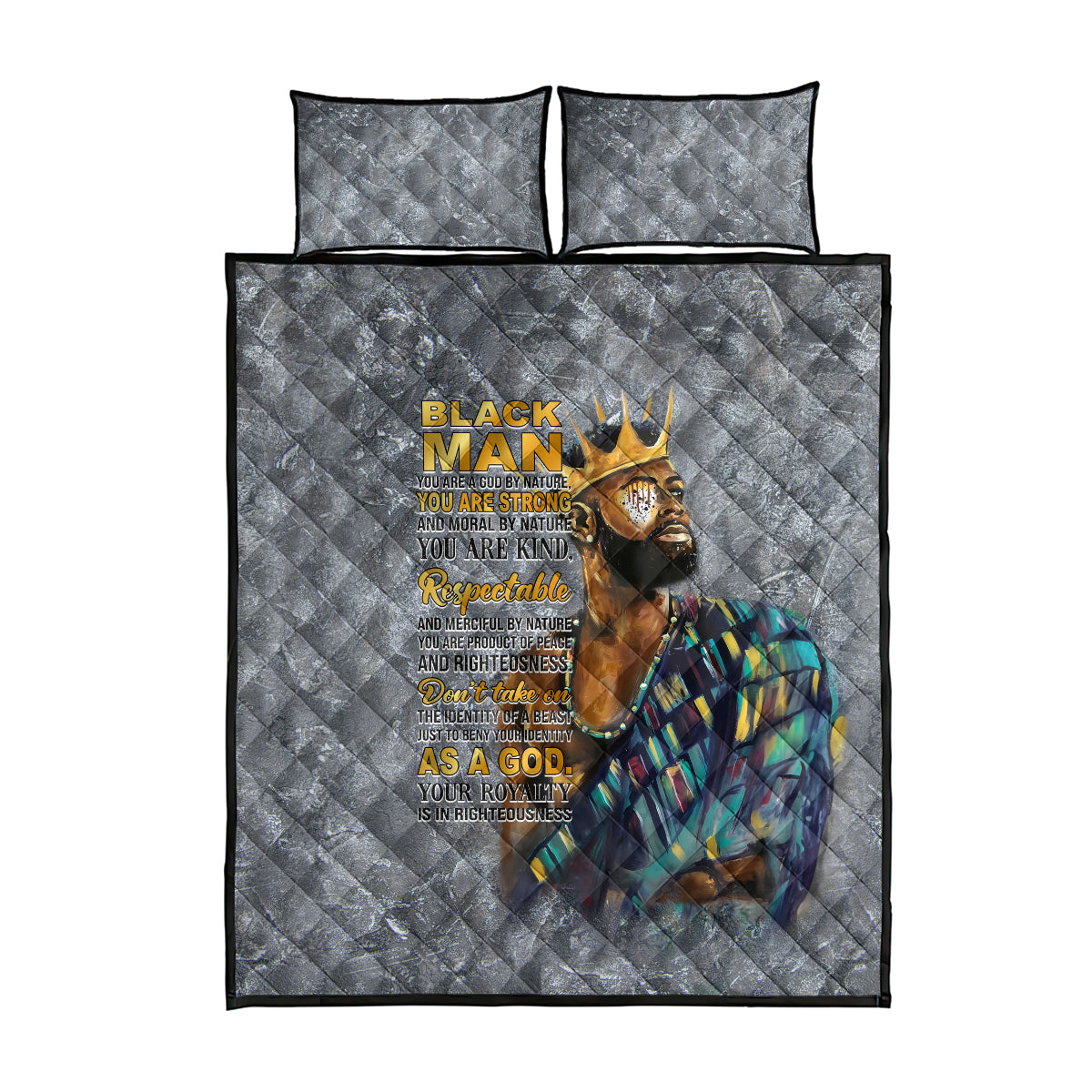 Black Man Africa Quilt Bed Set Naturally King - Wonder Print Shop