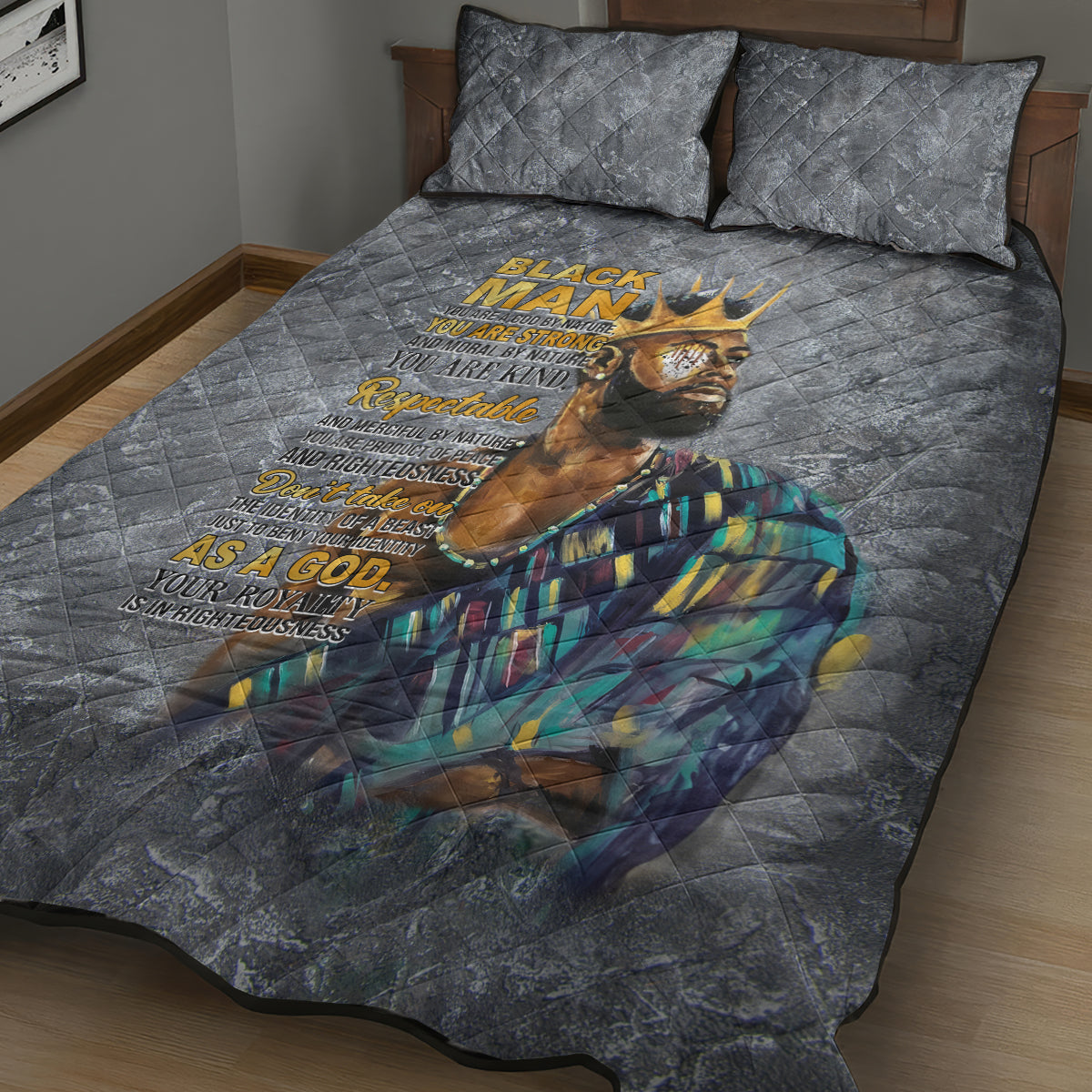 Black Man Africa Quilt Bed Set Naturally King - Wonder Print Shop