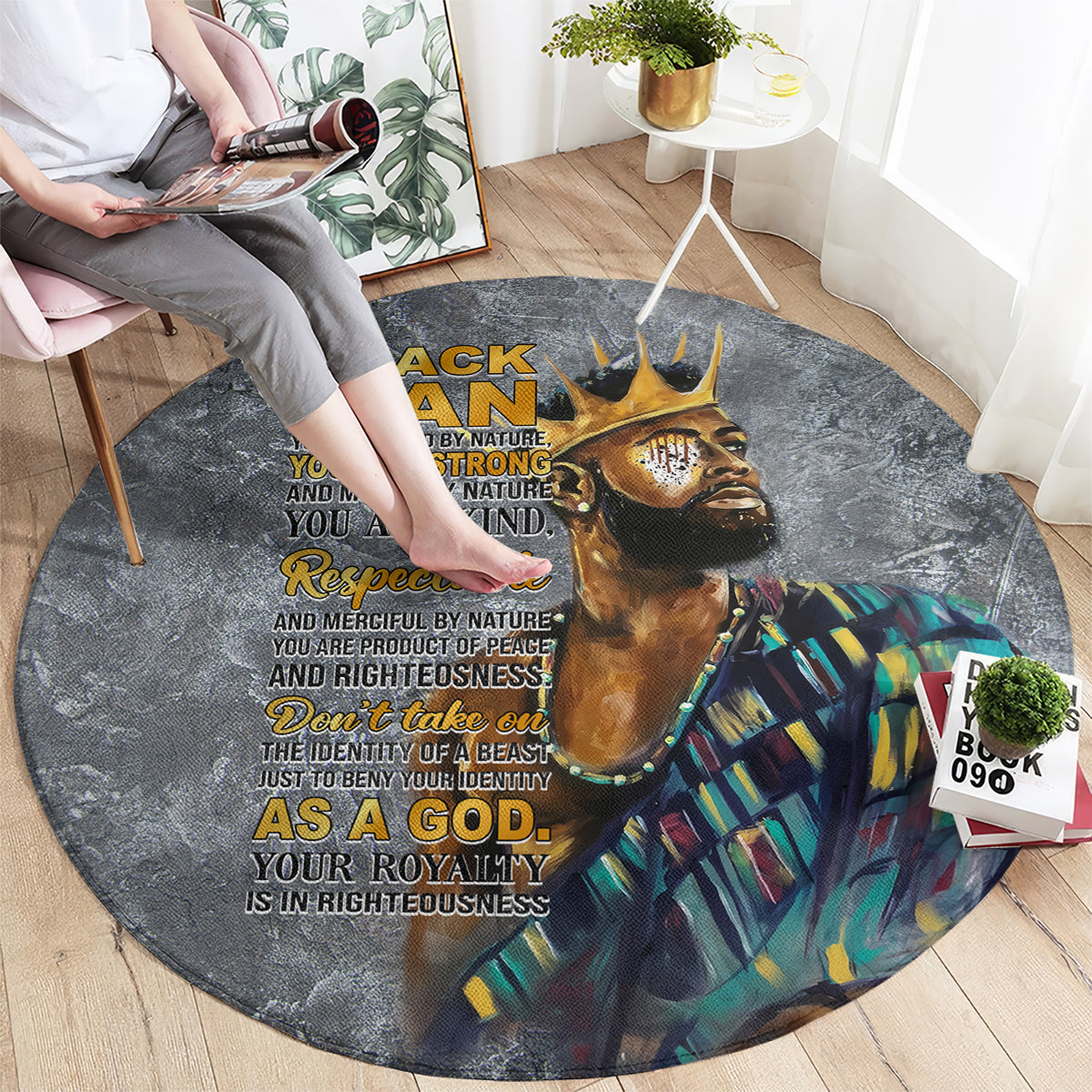 Black Man Africa Round Carpet Naturally King