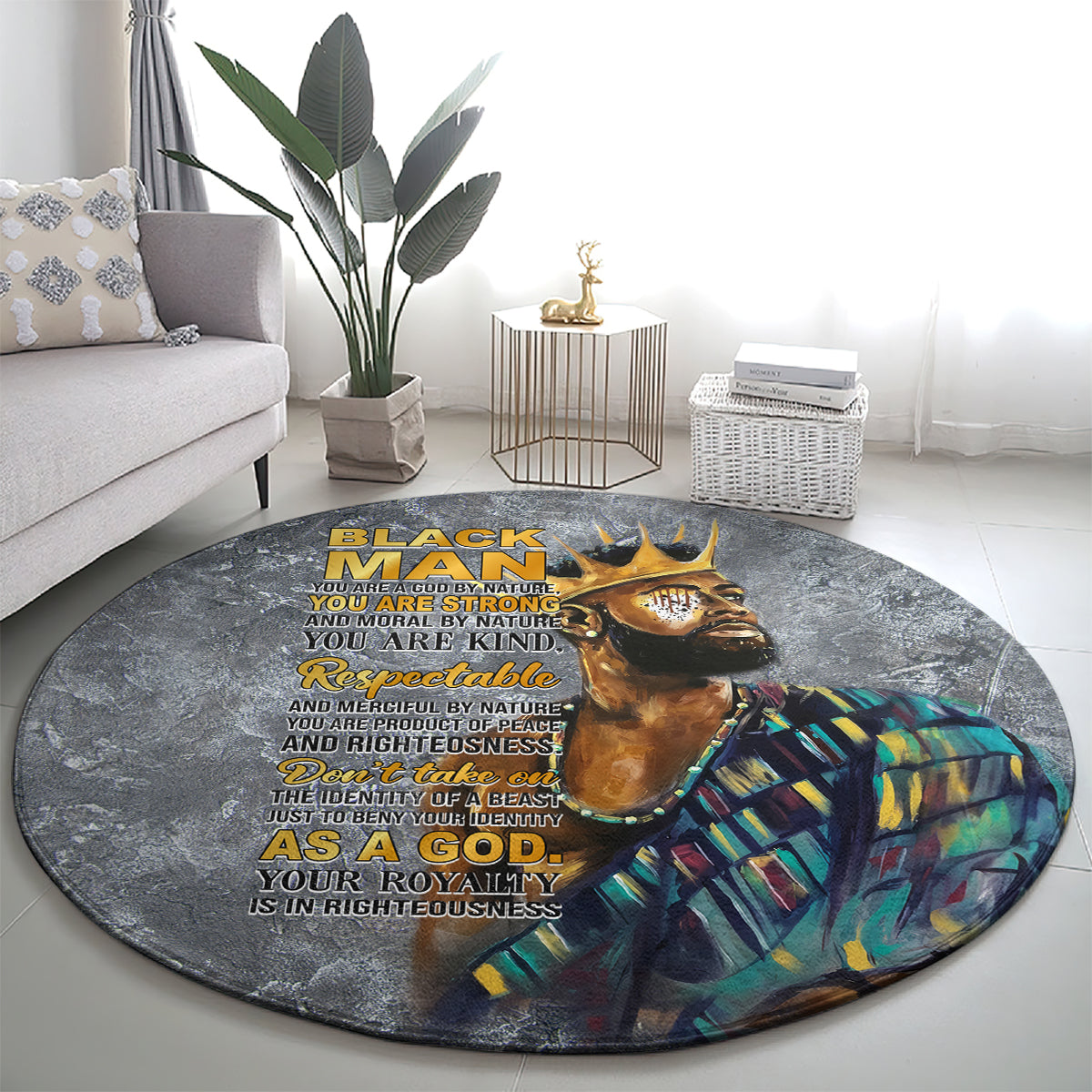 Black Man Africa Round Carpet Naturally King
