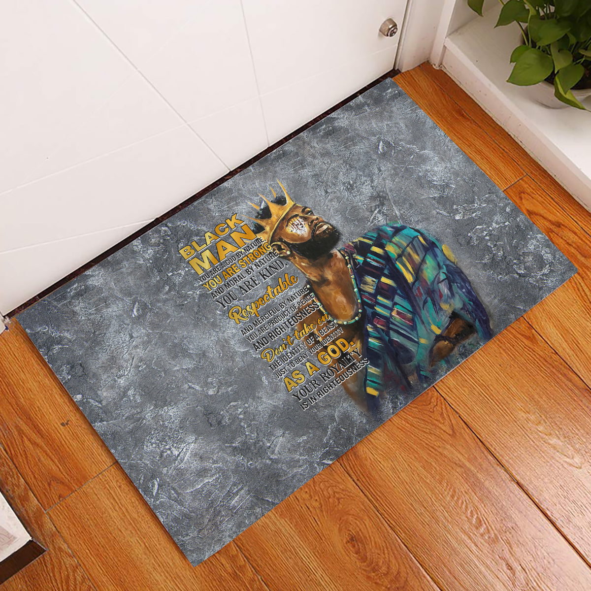Black Man Africa Rubber Doormat Naturally King - Wonder Print Shop