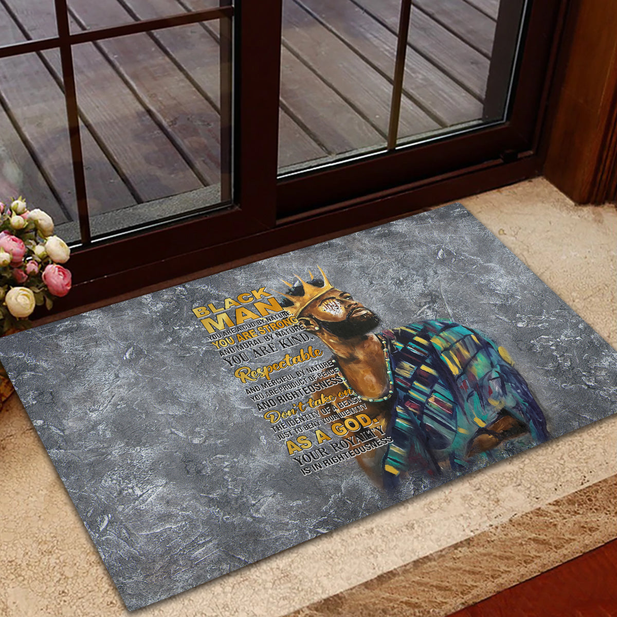 Black Man Africa Rubber Doormat Naturally King - Wonder Print Shop