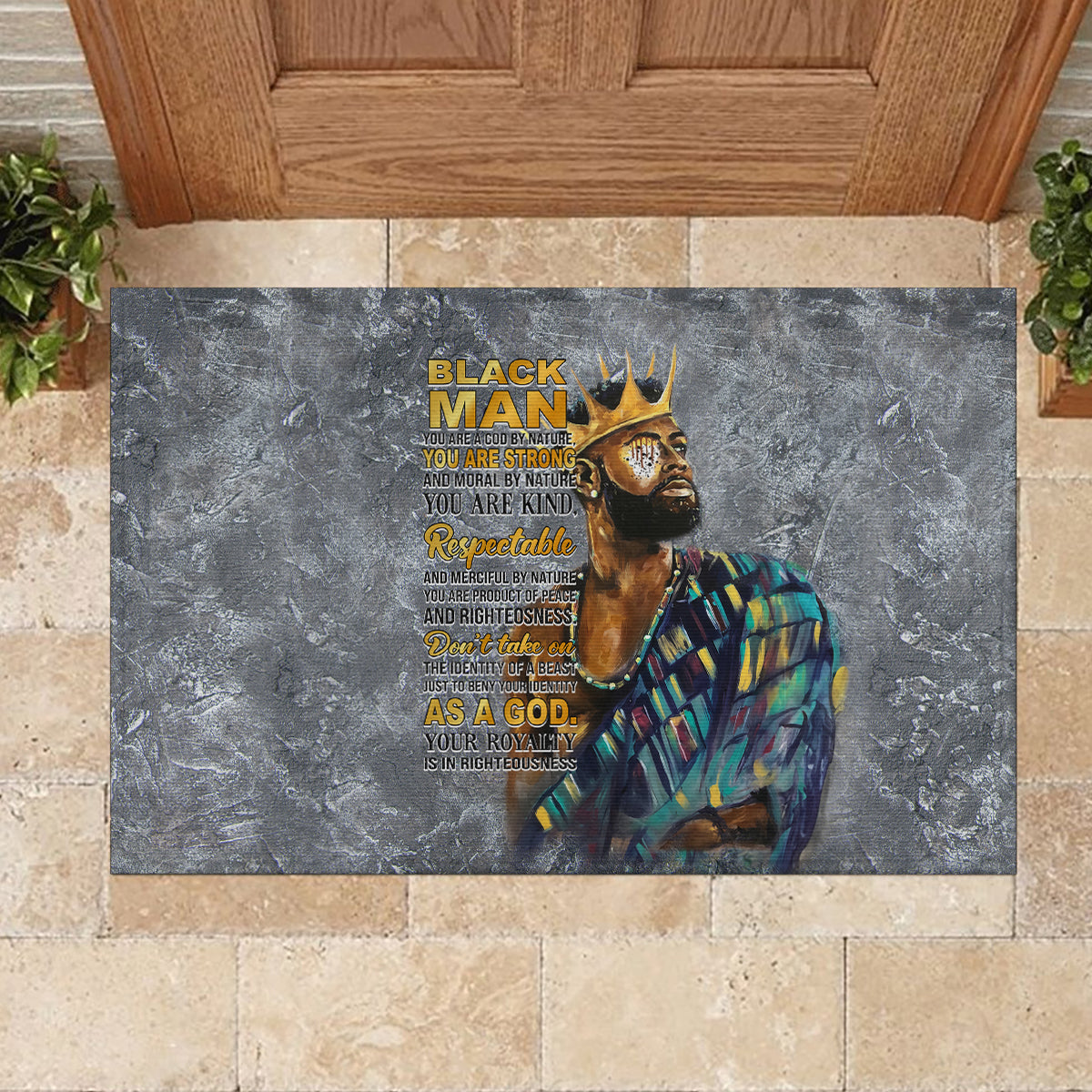 Black Man Africa Rubber Doormat Naturally King - Wonder Print Shop