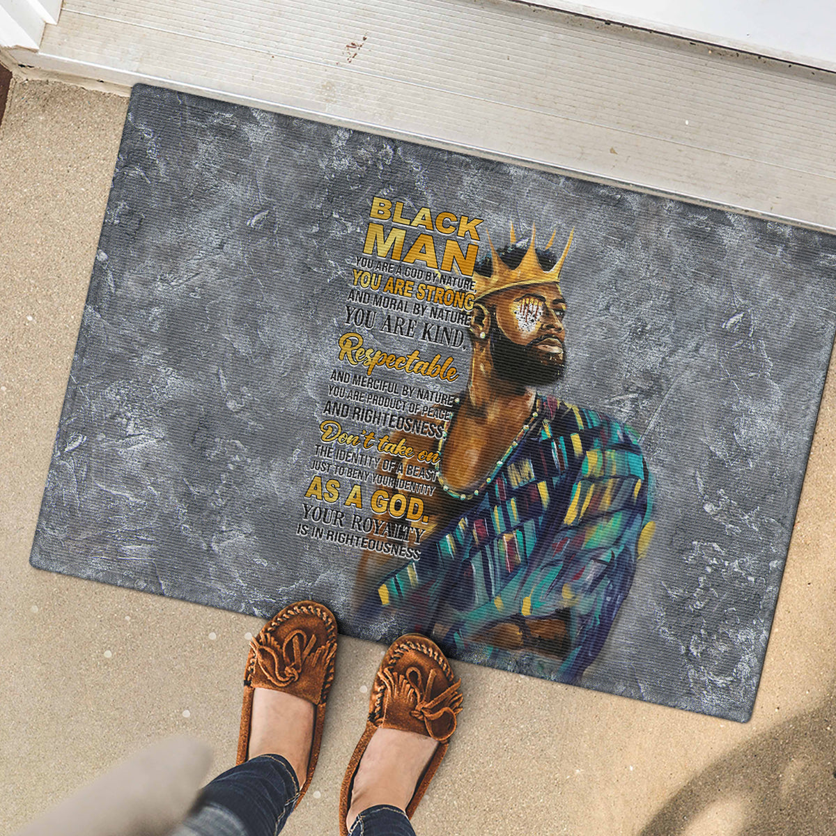 Black Man Africa Rubber Doormat Naturally King - Wonder Print Shop