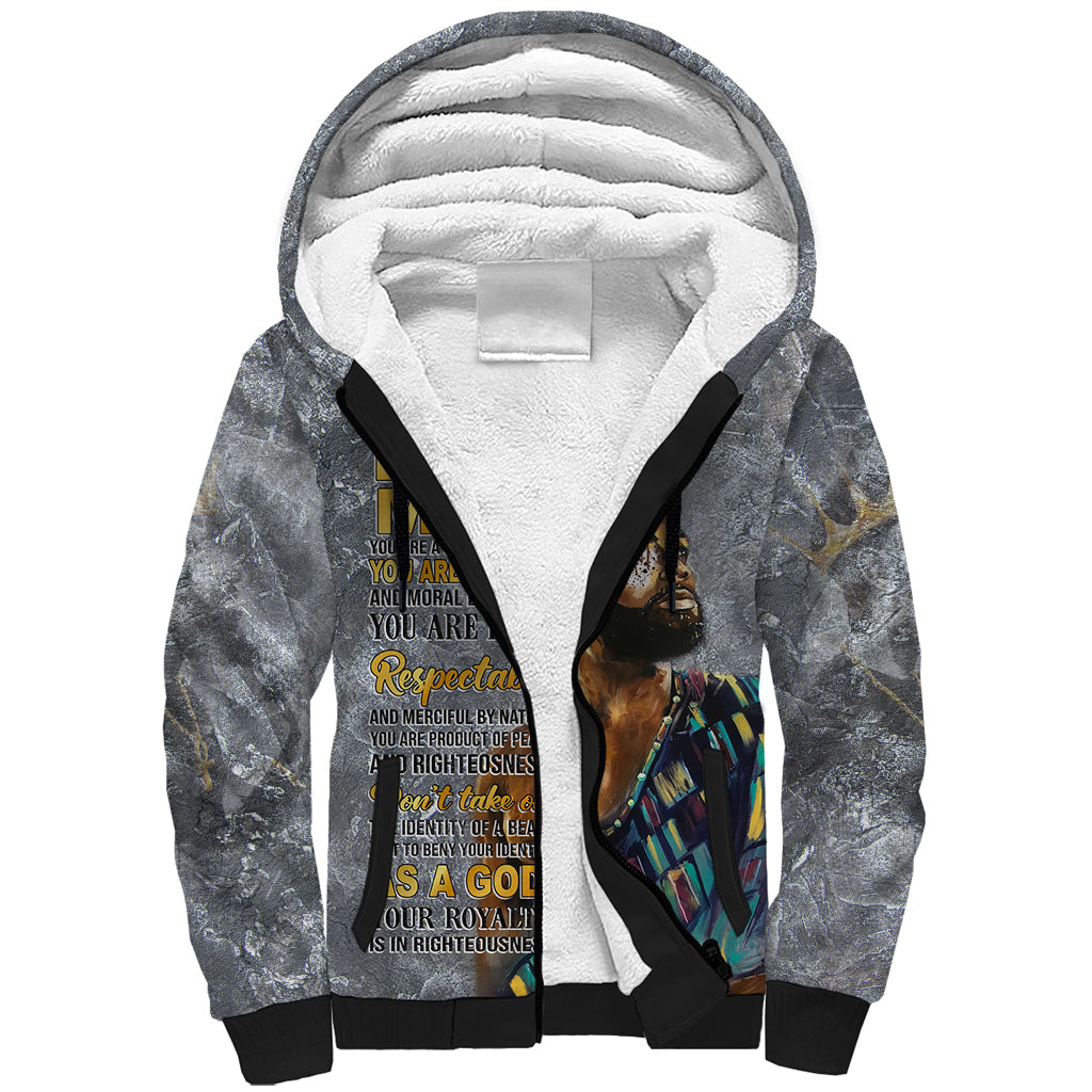 Black Man Africa Sherpa Hoodie Naturally King - Wonder Print Shop