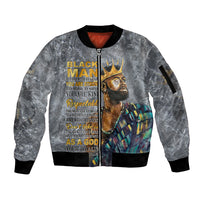 Black Man Africa Sleeve Zip Bomber Jacket Naturally King - Wonder Print Shop