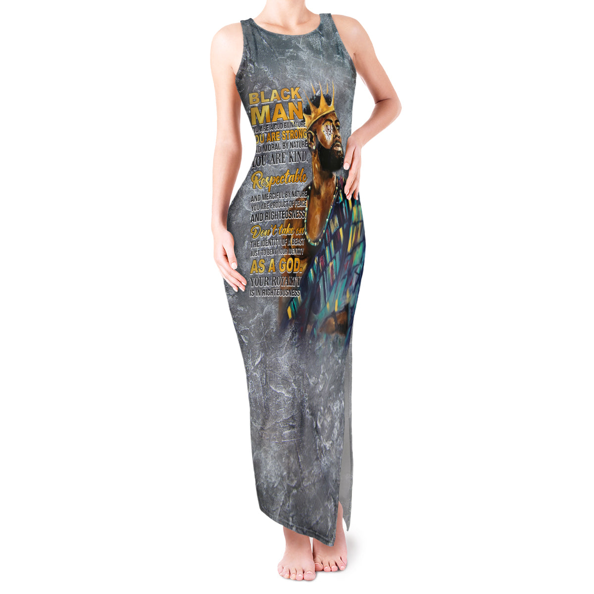 Black Man Africa Tank Maxi Dress Naturally King - Wonder Print Shop
