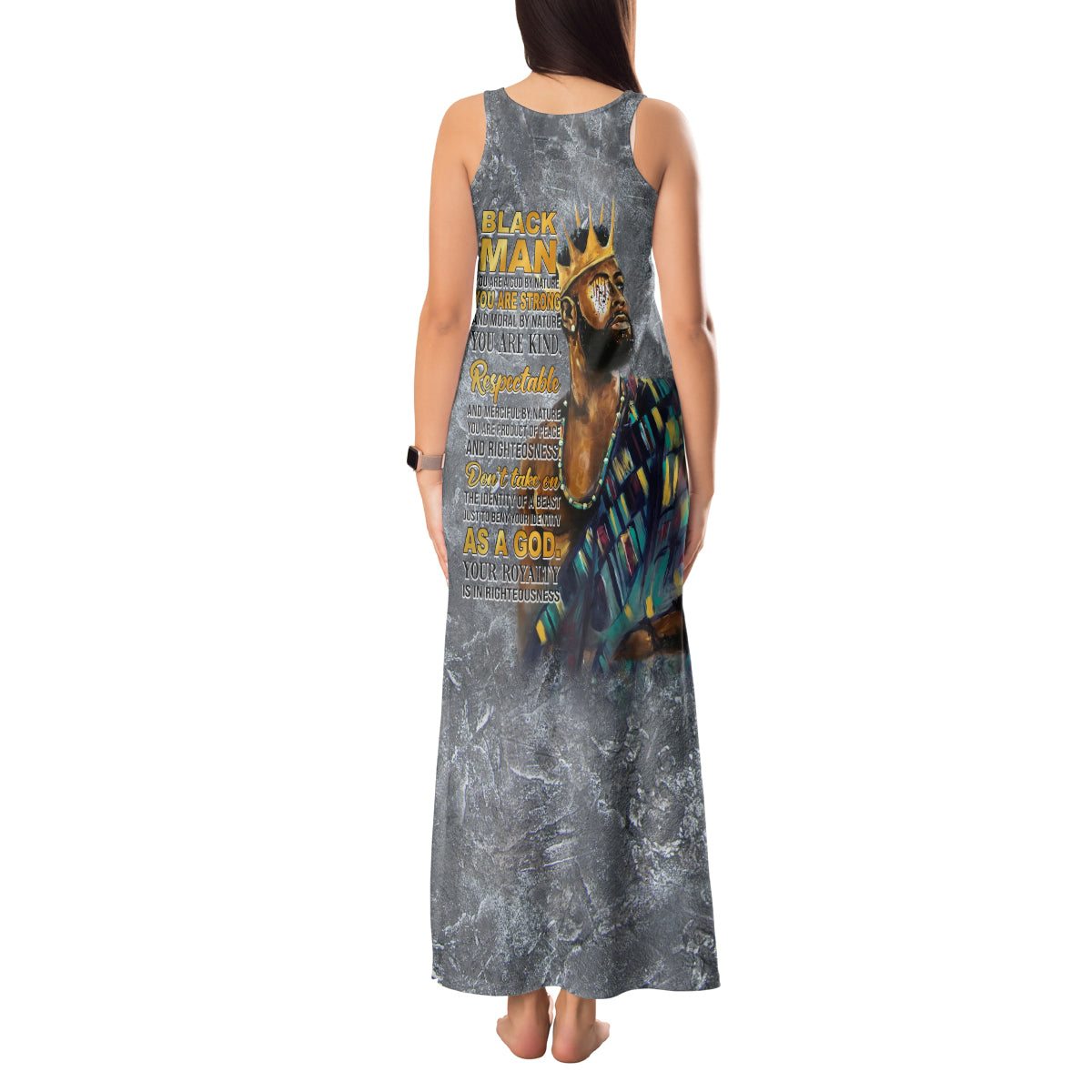 Black Man Africa Tank Maxi Dress Naturally King - Wonder Print Shop