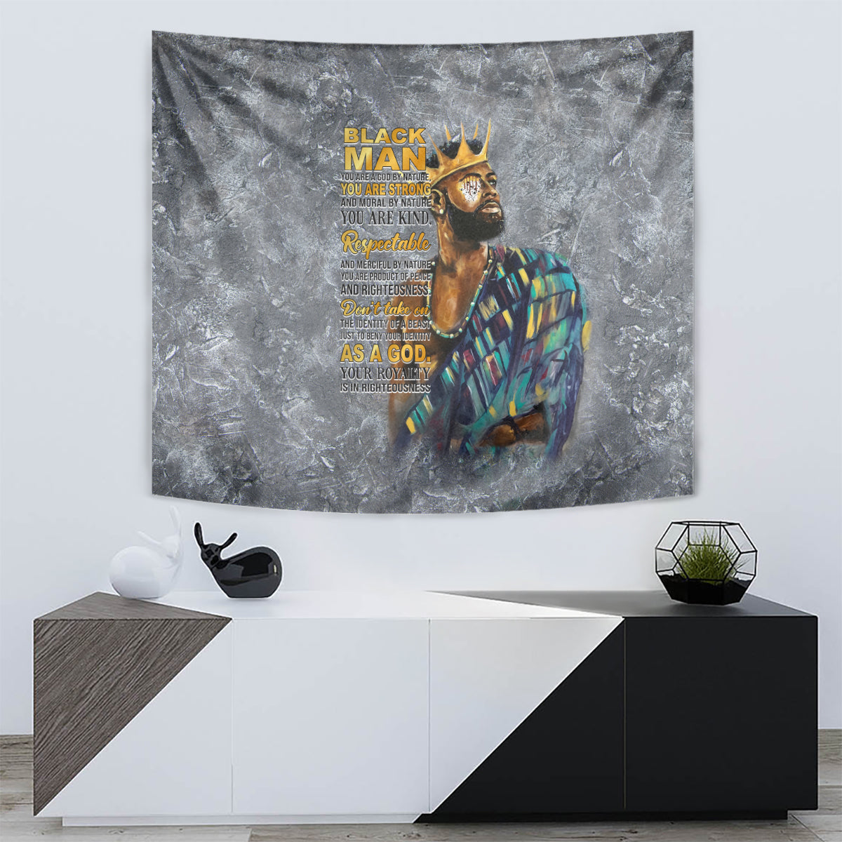 Black Man Africa Tapestry Naturally King - Wonder Print Shop