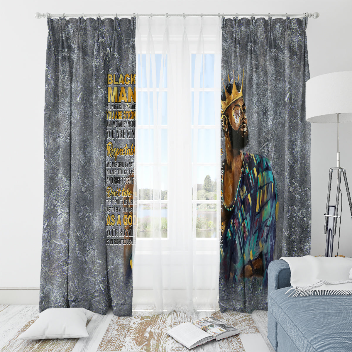 Black Man Africa Window Curtain Naturally King - Wonder Print Shop