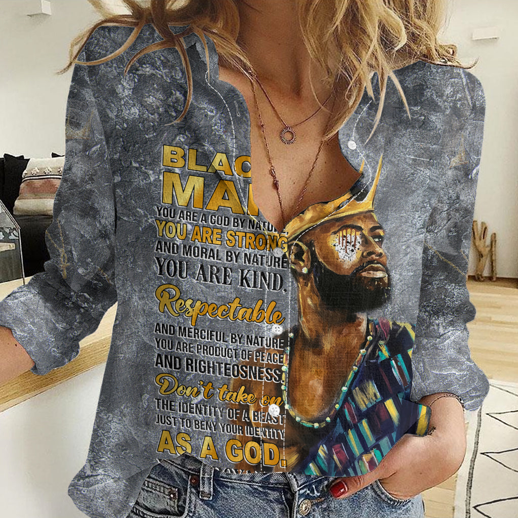 Black Man Africa Women Casual Shirt Naturally King - Wonder Print Shop