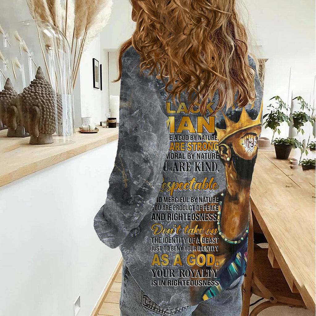 Black Man Africa Women Casual Shirt Naturally King - Wonder Print Shop