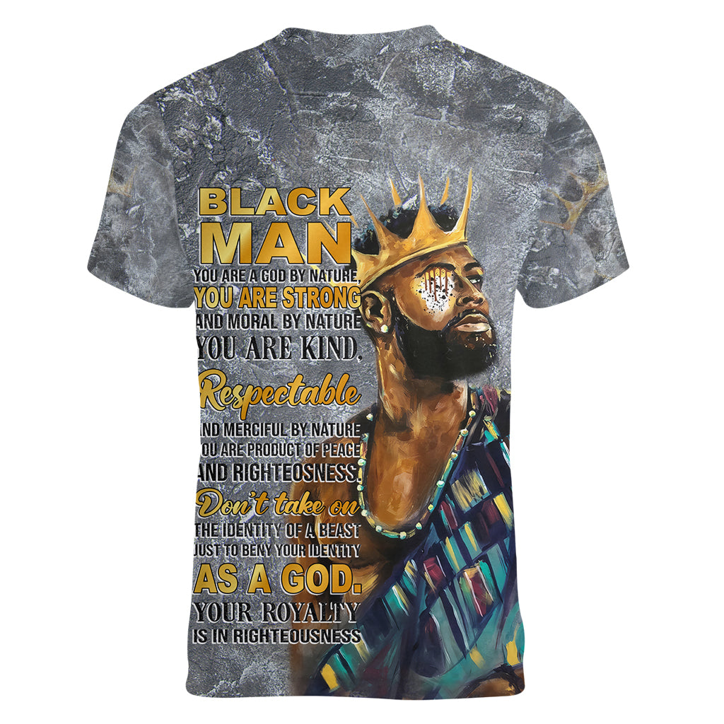 Black Man Africa Women V Neck T Shirt Naturally King - Wonder Print Shop