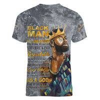 Black Man Africa Women V Neck T Shirt Naturally King - Wonder Print Shop