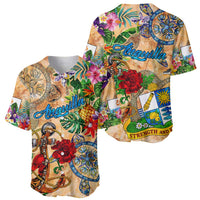 Anguilla Baseball Jersey Geographic Coordinate Anchor - Turlte Tropical