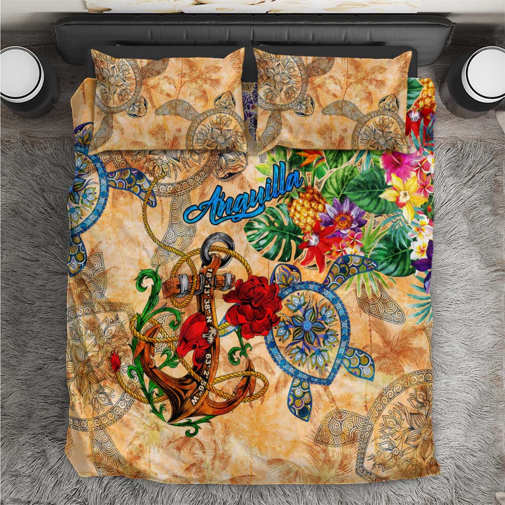 Anguilla Bedding Set Geographic Coordinate Anchor - Turlte Tropical