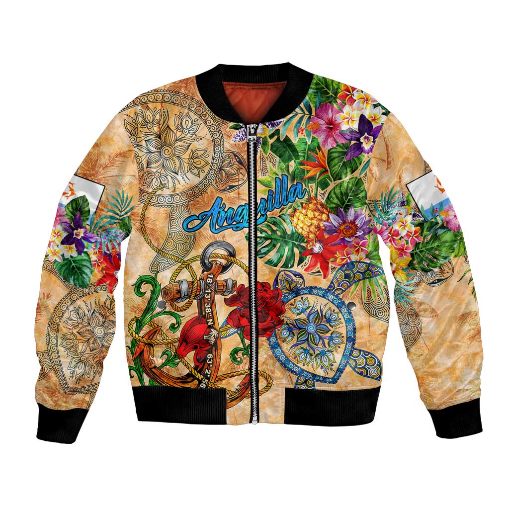 Anguilla Bomber Jacket Geographic Coordinate Anchor - Turlte Tropical