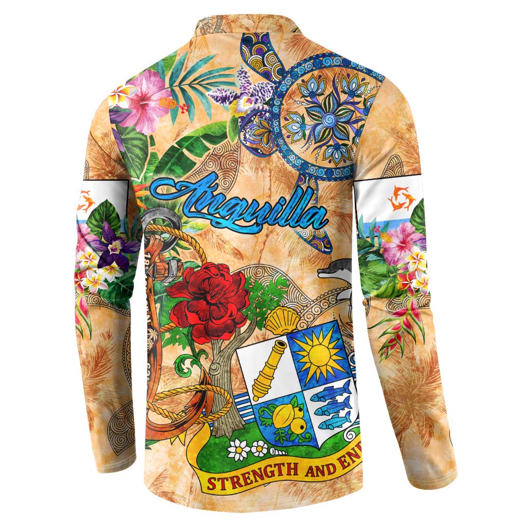 Anguilla Button Sweatshirt Geographic Coordinate Anchor - Turlte Tropical