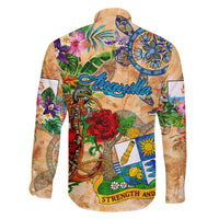 Anguilla Family Matching Long Sleeve Bodycon Dress and Hawaiian Shirt Geographic Coordinate Anchor - Turlte Tropical