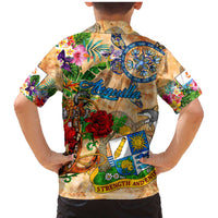 Anguilla Family Matching Mermaid Dress and Hawaiian Shirt Geographic Coordinate Anchor - Turlte Tropical