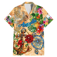 Anguilla Family Matching Mermaid Dress and Hawaiian Shirt Geographic Coordinate Anchor - Turlte Tropical