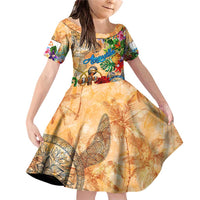 Anguilla Family Matching Off Shoulder Short Dress and Hawaiian Shirt Geographic Coordinate Anchor - Turlte Tropical