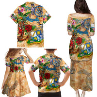 Anguilla Family Matching Puletasi and Hawaiian Shirt Geographic Coordinate Anchor - Turlte Tropical