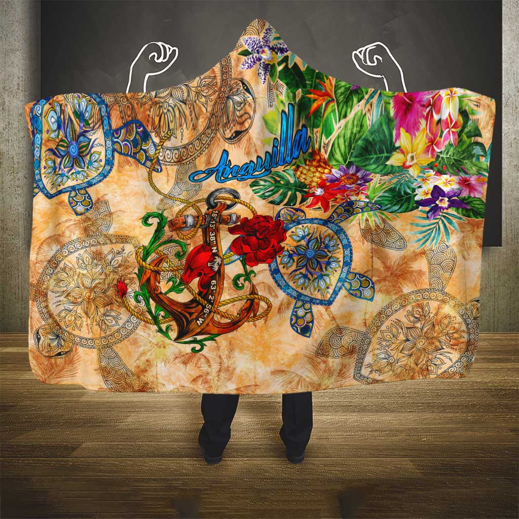 Anguilla Hooded Blanket Geographic Coordinate Anchor - Turlte Tropical