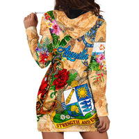 Anguilla Hoodie Dress Geographic Coordinate Anchor - Turlte Tropical