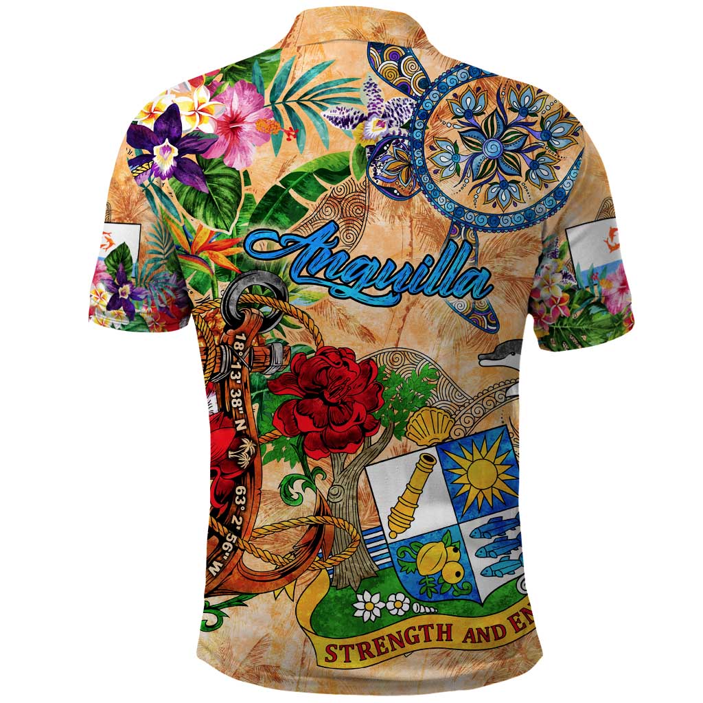 Anguilla Polo Shirt Geographic Coordinate Anchor - Turlte Tropical