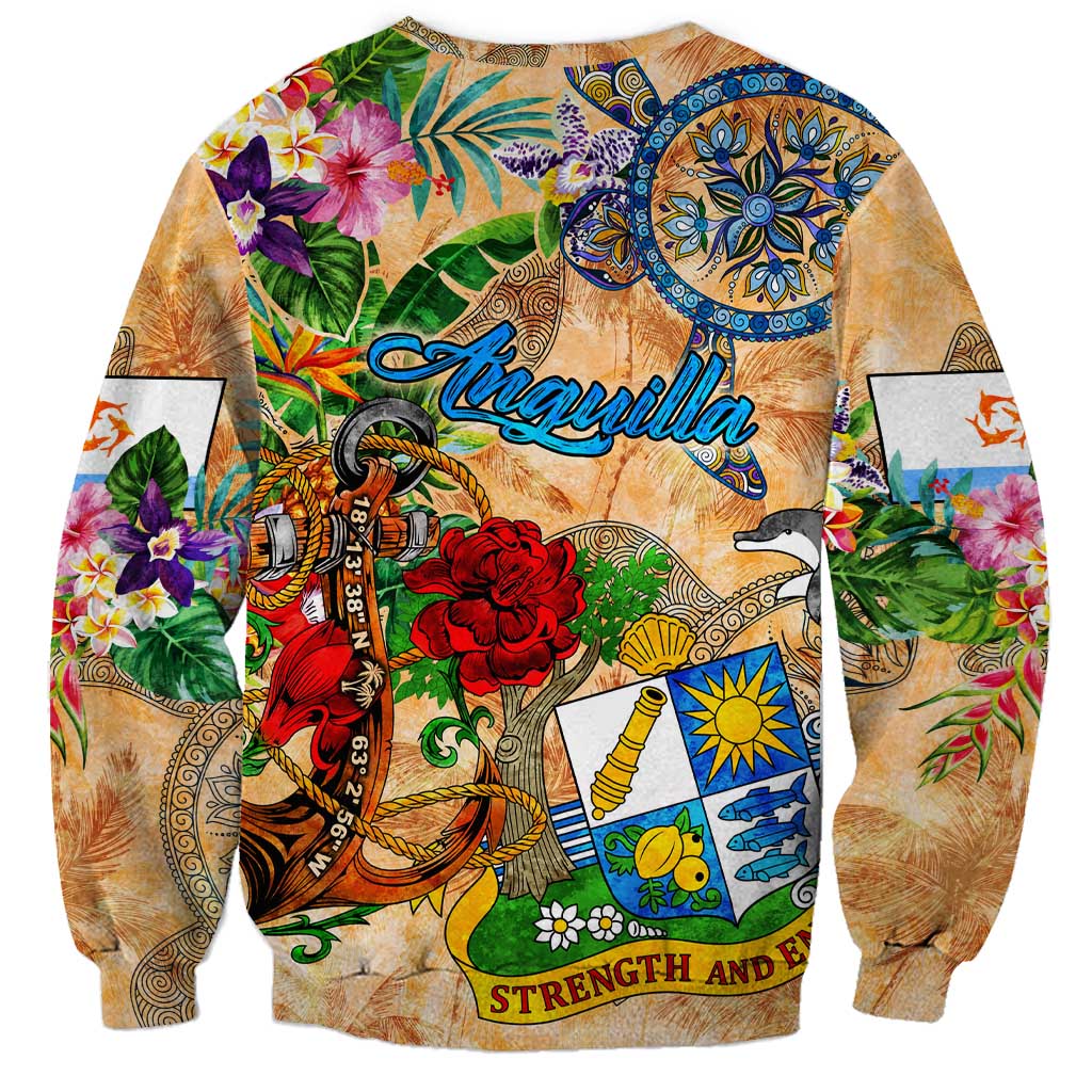 Anguilla Sweatshirt Geographic Coordinate Anchor - Turlte Tropical