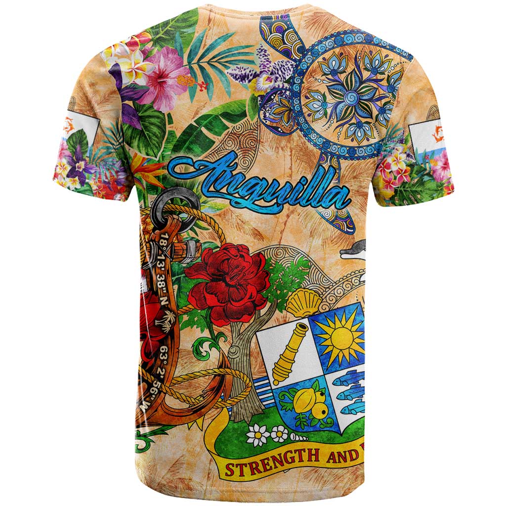 Anguilla T Shirt Geographic Coordinate Anchor - Turlte Tropical