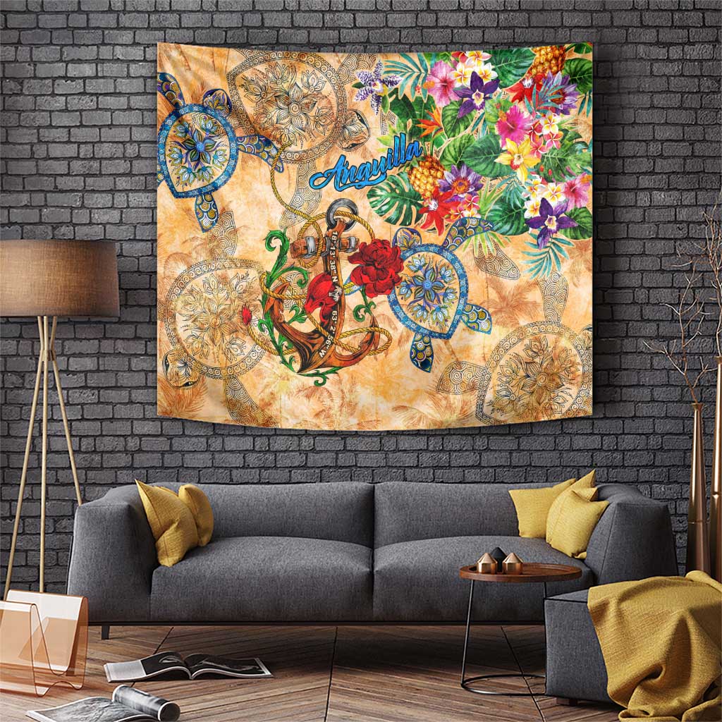 Anguilla Tapestry Geographic Coordinate Anchor - Turlte Tropical