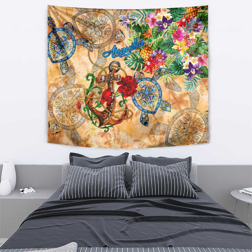 Anguilla Tapestry Geographic Coordinate Anchor - Turlte Tropical